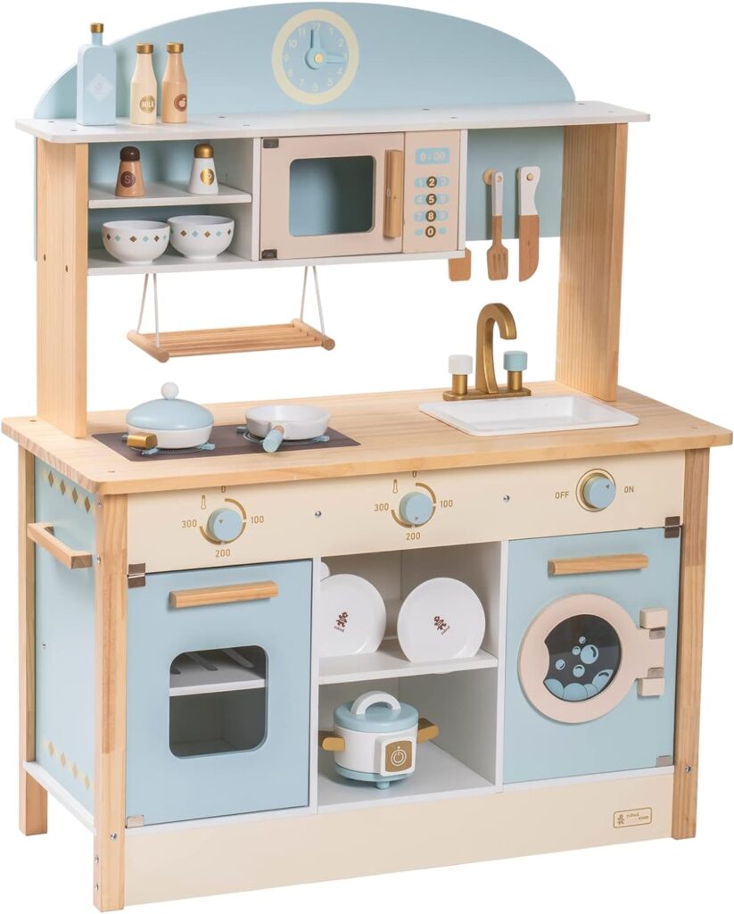 Beautiful Blue Wooden Play Kitchen Set by ROBUD