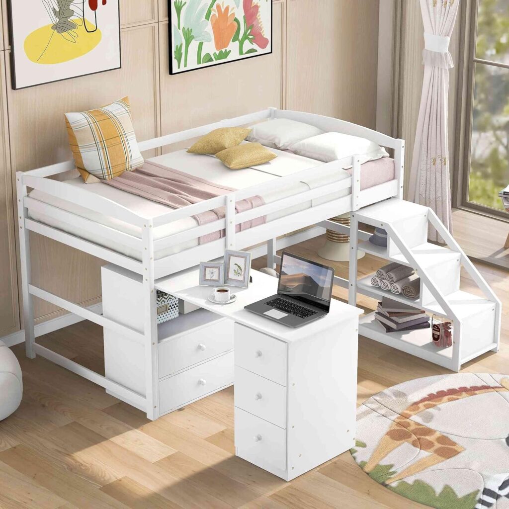 Cotoala Twin Loft Bed with Desk