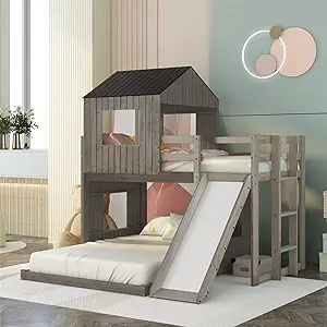 Harper and Bright Designs House Bunk Beds with Slide