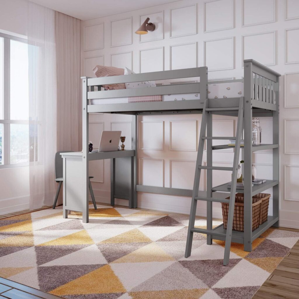 High Loft Bed with Bookcase