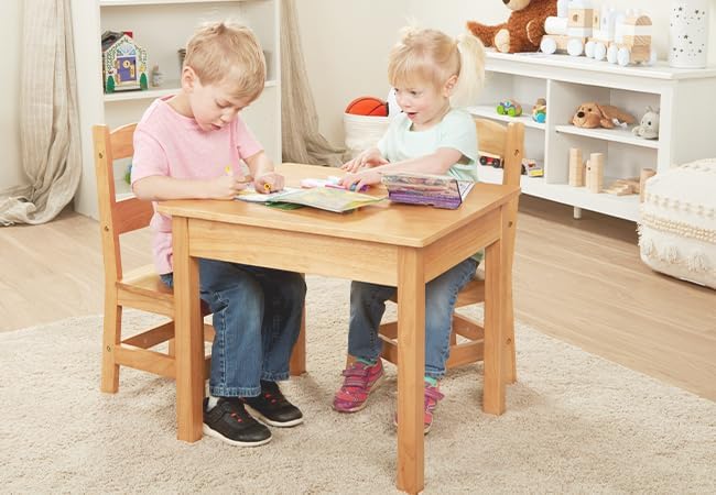 Melissa & Doug Solid Wood Table and 2 Chairs Set