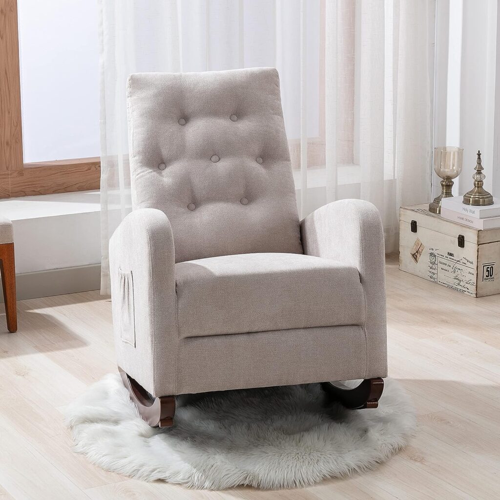 Merax Tan Modern Nursery Glider