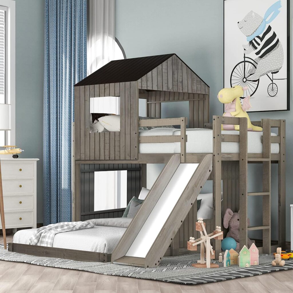 Playhouse Bunk Beds with Slide