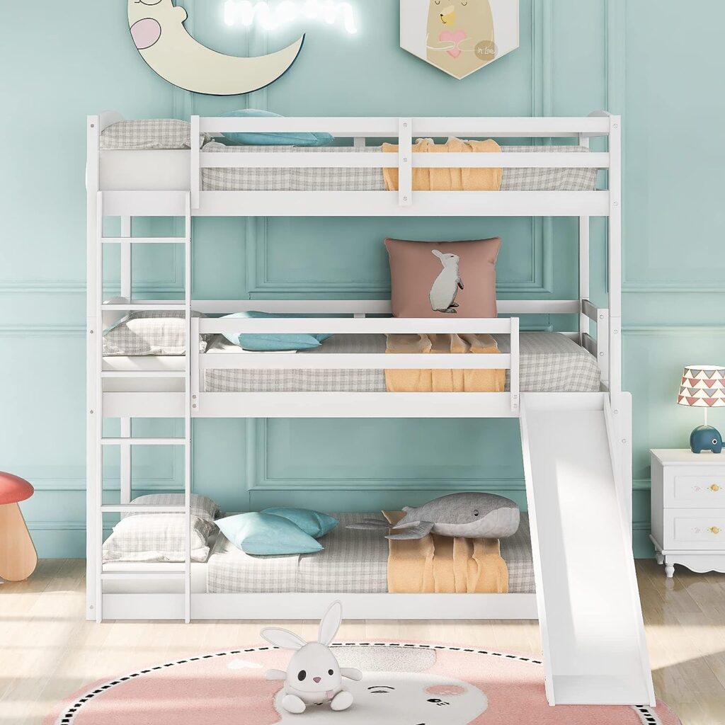 RUNWON Twin Over Twin Triple Bunk Bed