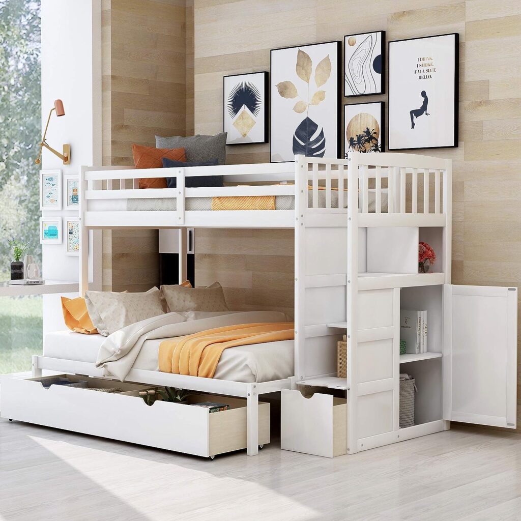 White Wood Twin Bunk Bed