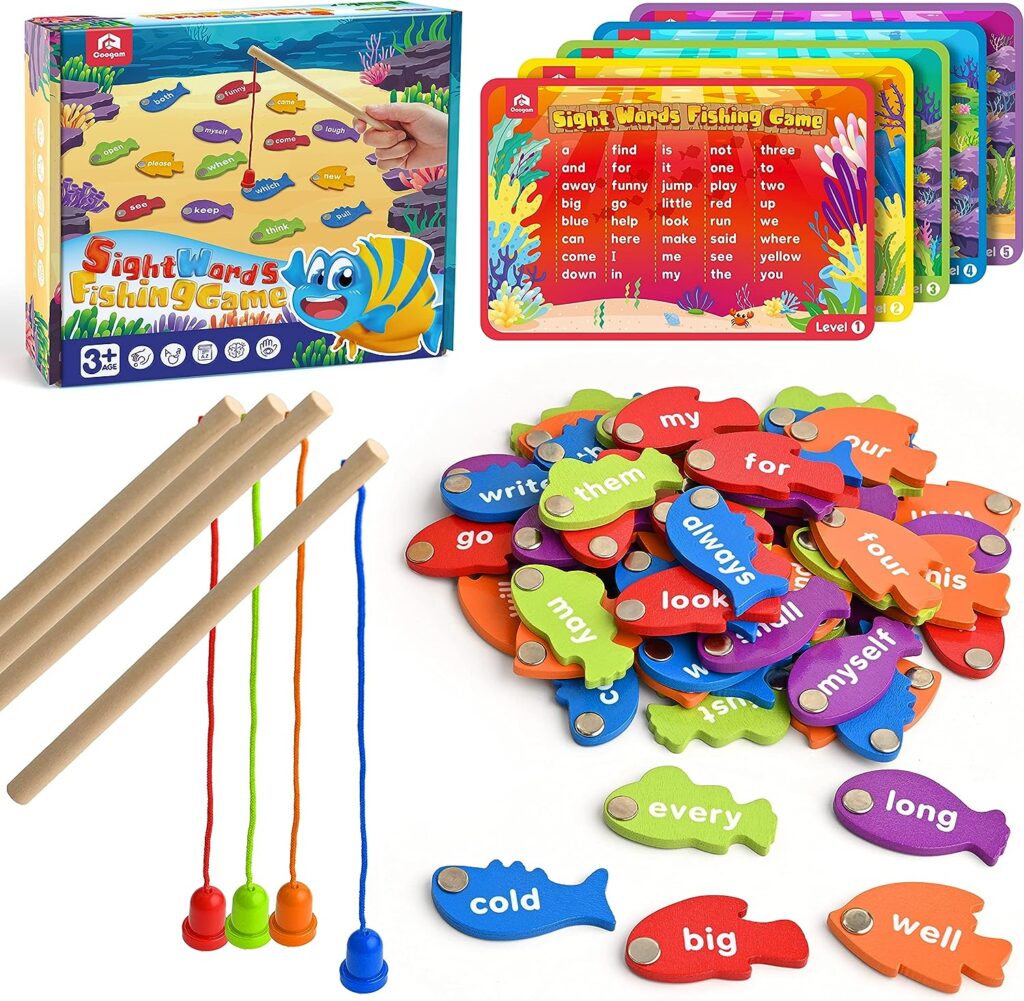 Wooden Magnetic Sight Word Fishing Game