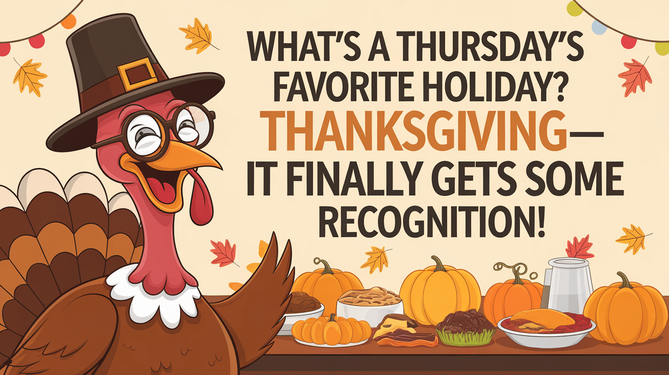 What’s a Thursday’s favorite holiday?Thanksgiving—it finally gets some recognition!