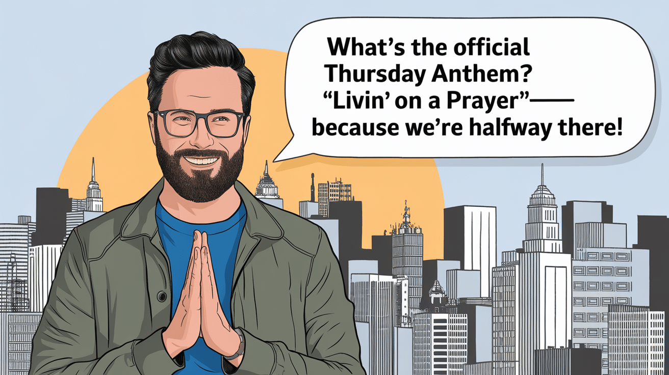 What’s the official Thursday anthem? Livin’ on a Prayer—because we’re halfway there!