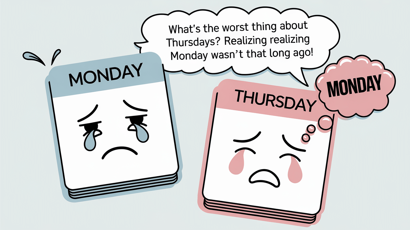 What’s the worst thing about Thursdays?Realizing Monday wasn’t that long ago!