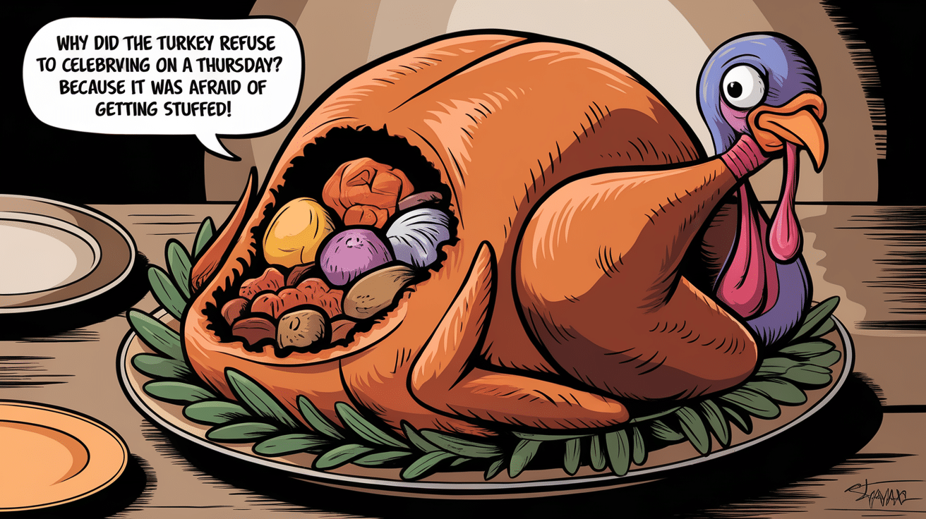 Why did the turkey refuse to celebrate Thanksgiving on a Thursday? Because it was afraid of getting stuffed!