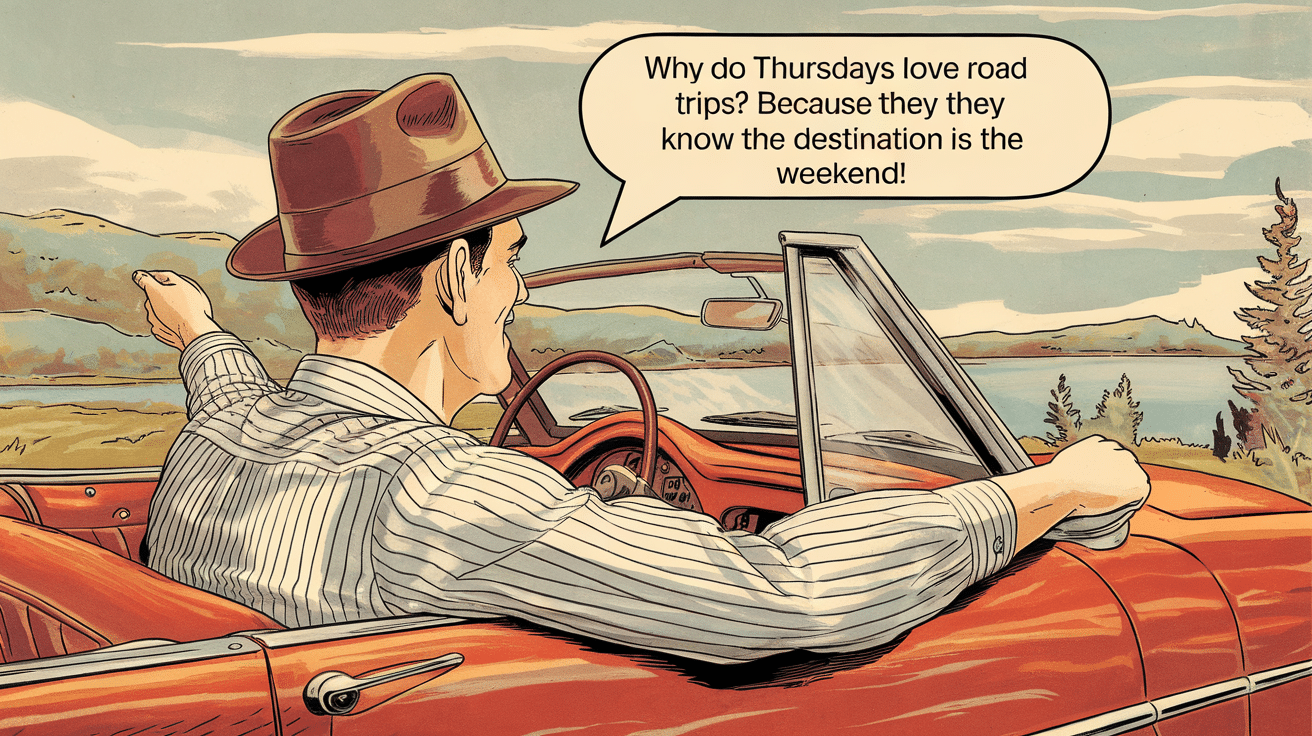 Why do Thursdays love road trips? Because they know the destination is the weekend!