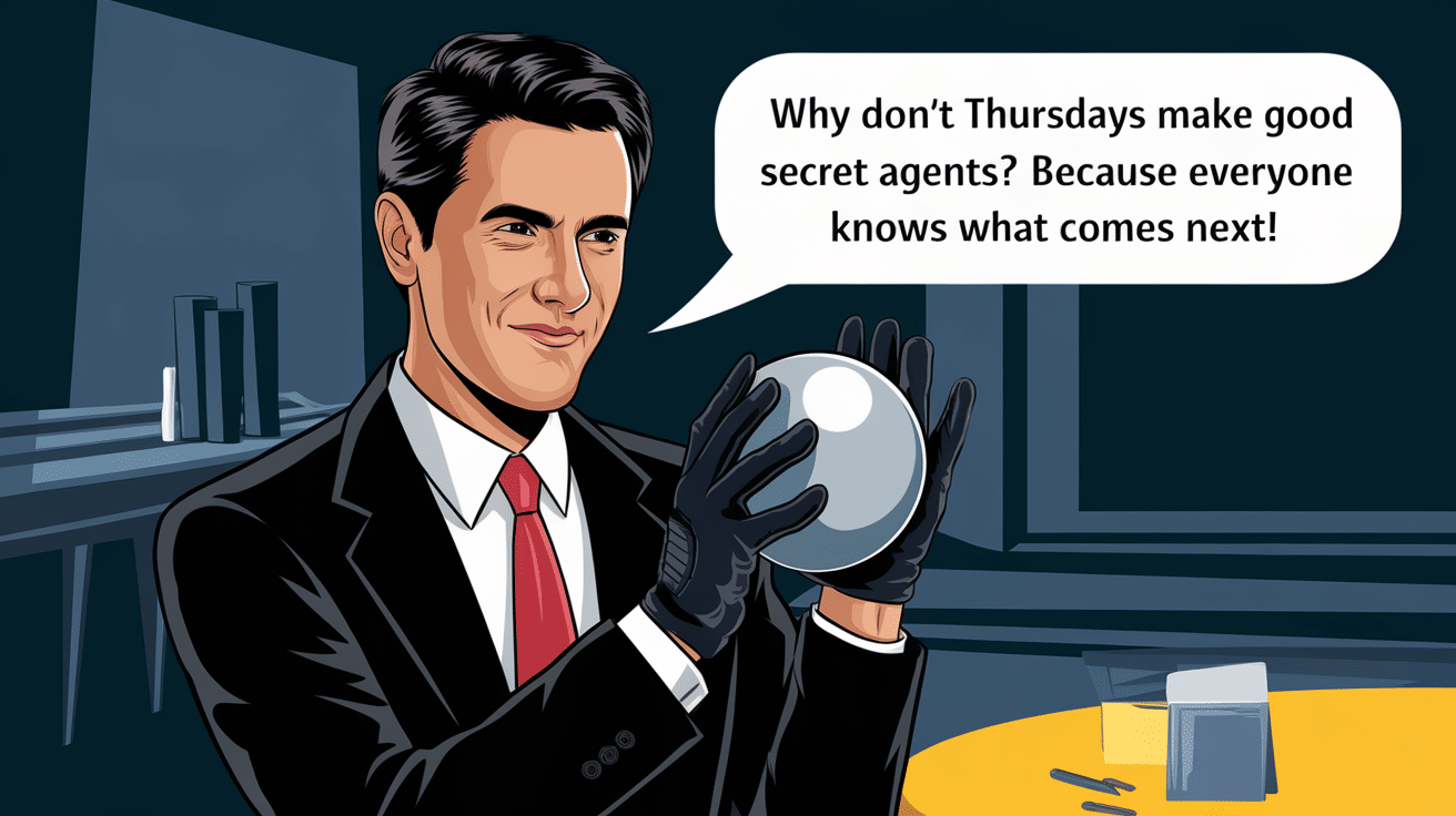 Why don’t Thursdays make good secret agents? Because everyone knows what comes next!