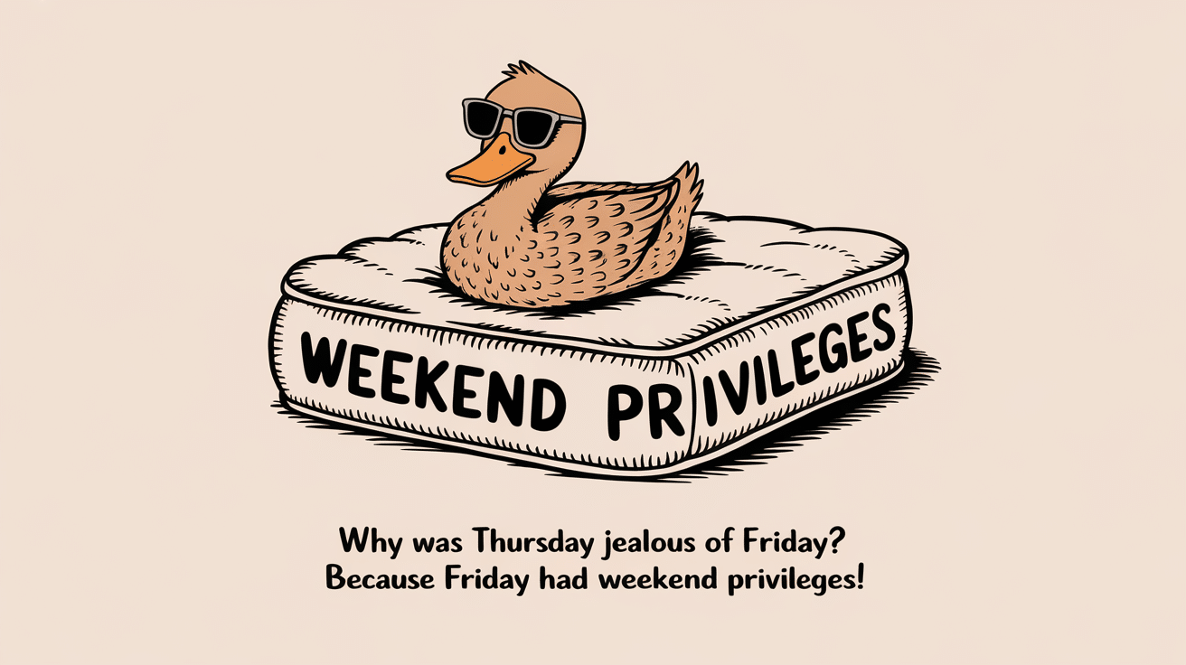 Why was Thursday jealous of Friday? Because Friday had weekend privileges!