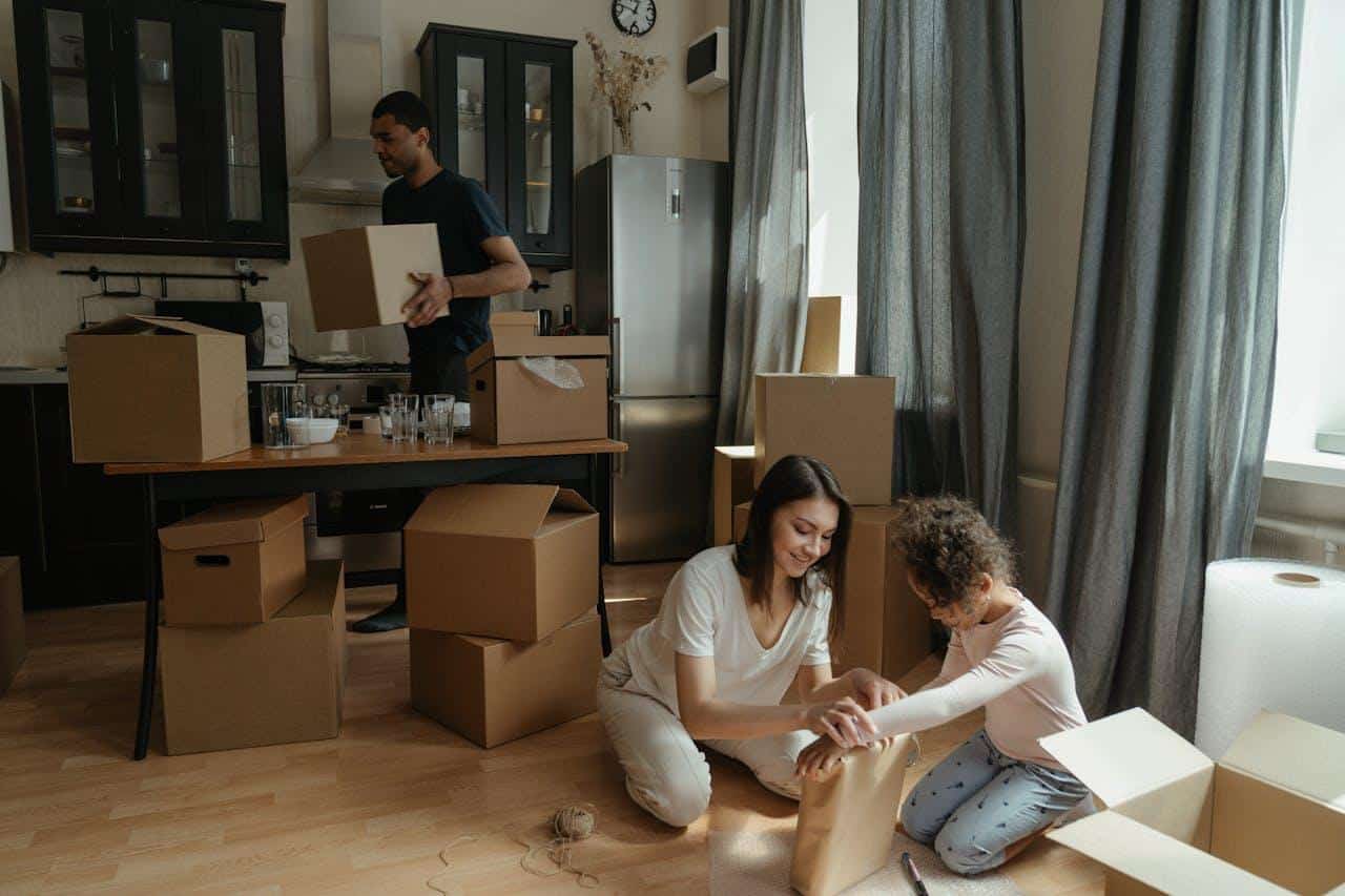 Family packing up for the move together