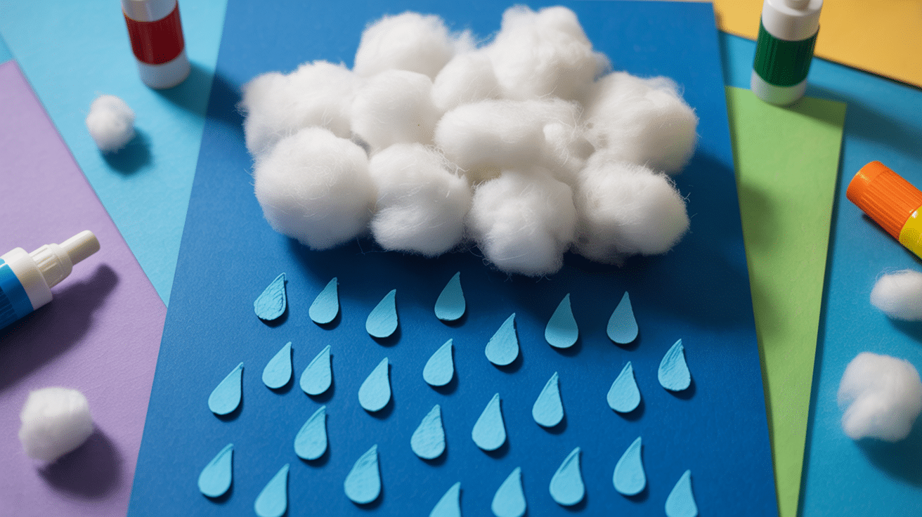 Rain Cloud Craft with Cotton Balls