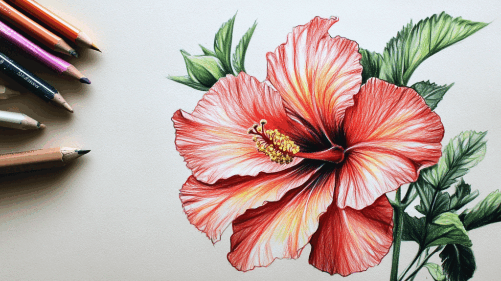 hibiscus drawing simple