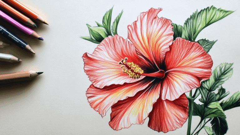 hibiscus drawing simple