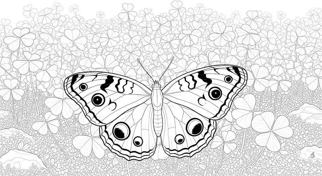 Buckeye_Butterfly_Among_Clover_and_Mossy_Ground