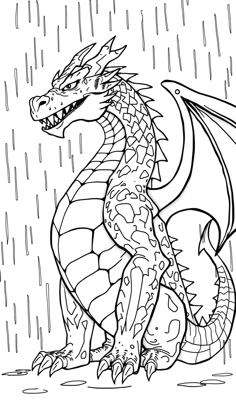 Dragon Standing Tall in The Rain
