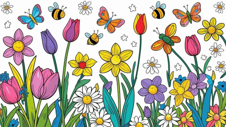 Easy Spring Coloring Pages Free PDF