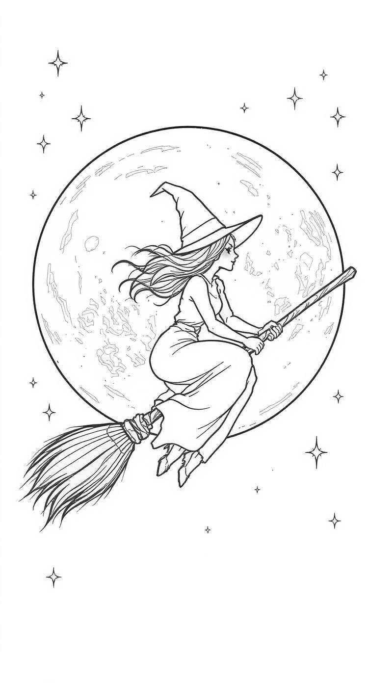 Flying_Witch_Across_the_Moon