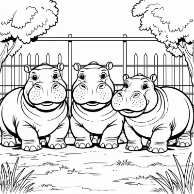 Hippo Family at the Zoo