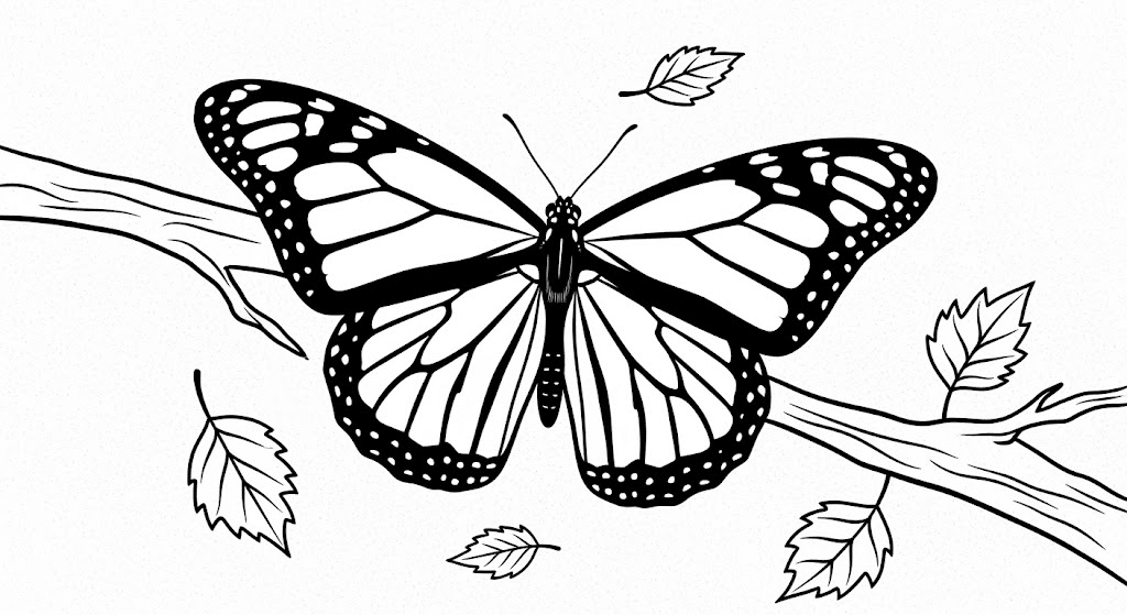 Monarch_Butterfly_on_a_Branch_with_Autumn_Leaves